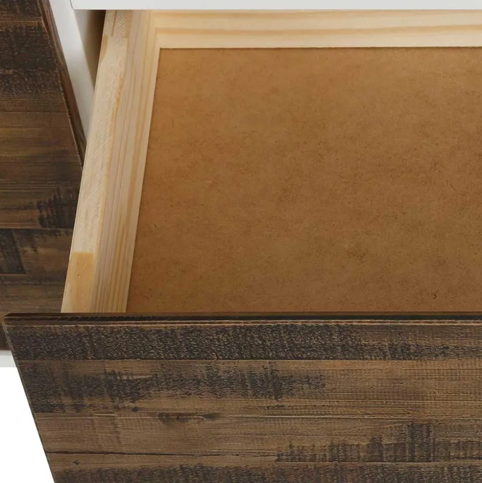 100x120x35 Highboard in Weiß & Kiefer dunkel - Chihu