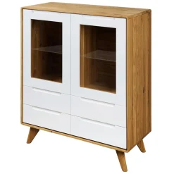 90x109x40 Highboard mit Glas Türen & 4 Schubladen - Diesta