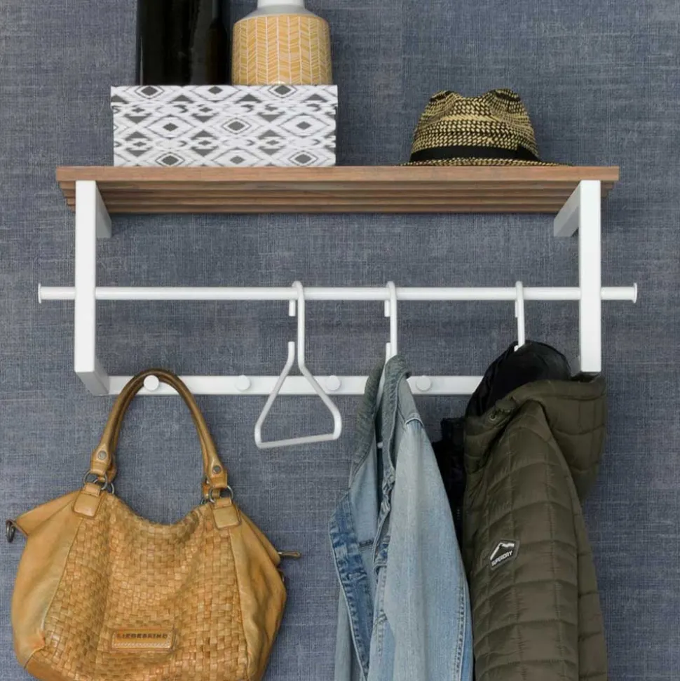 76x26x34 Hängegarderobe in Weiß & Eiche - Marcios