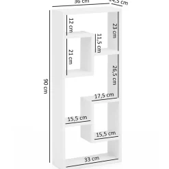 36x90x14 Hängendes Regal mit fünf Fächern - Hank I