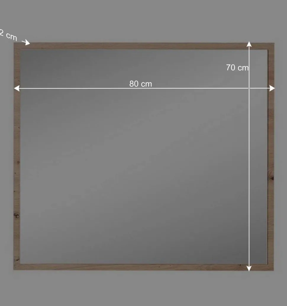 80x70x2 Hängespiegel mit Rahmen in Holzoptik - Kuetra