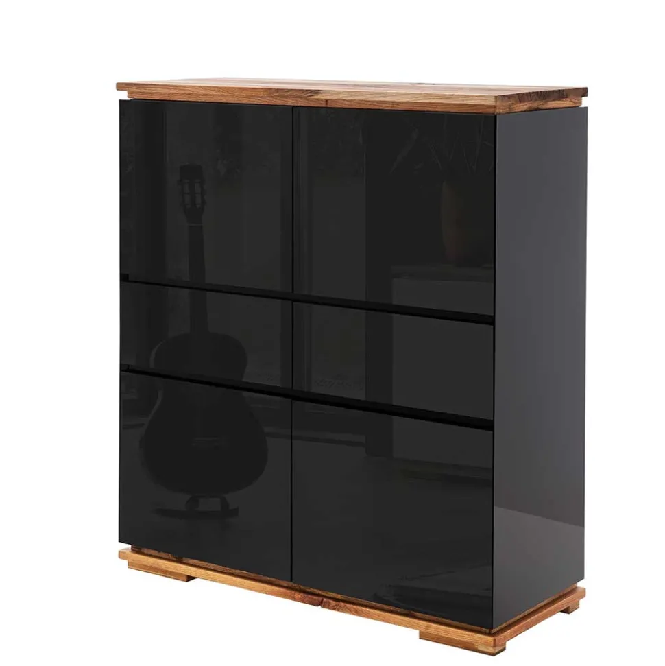 102x115x40 Hochglanz Kommode in Schwarz - Ercurs