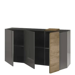 181x94x44 Hochglanz Sideboard in Dunkelgrau - Eracosta