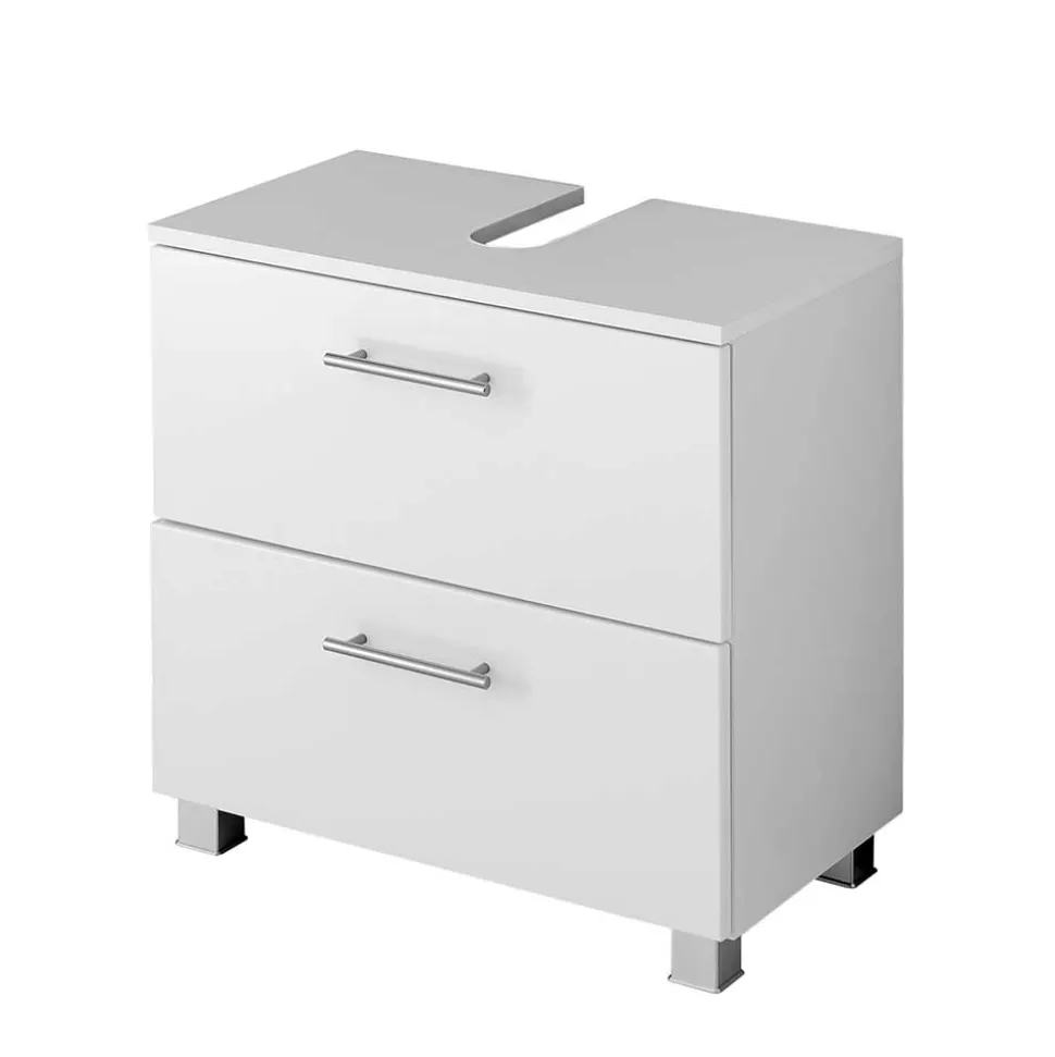 60x59x35 Hochglanz Unterbeckenschrank in Weiß - Vohdan