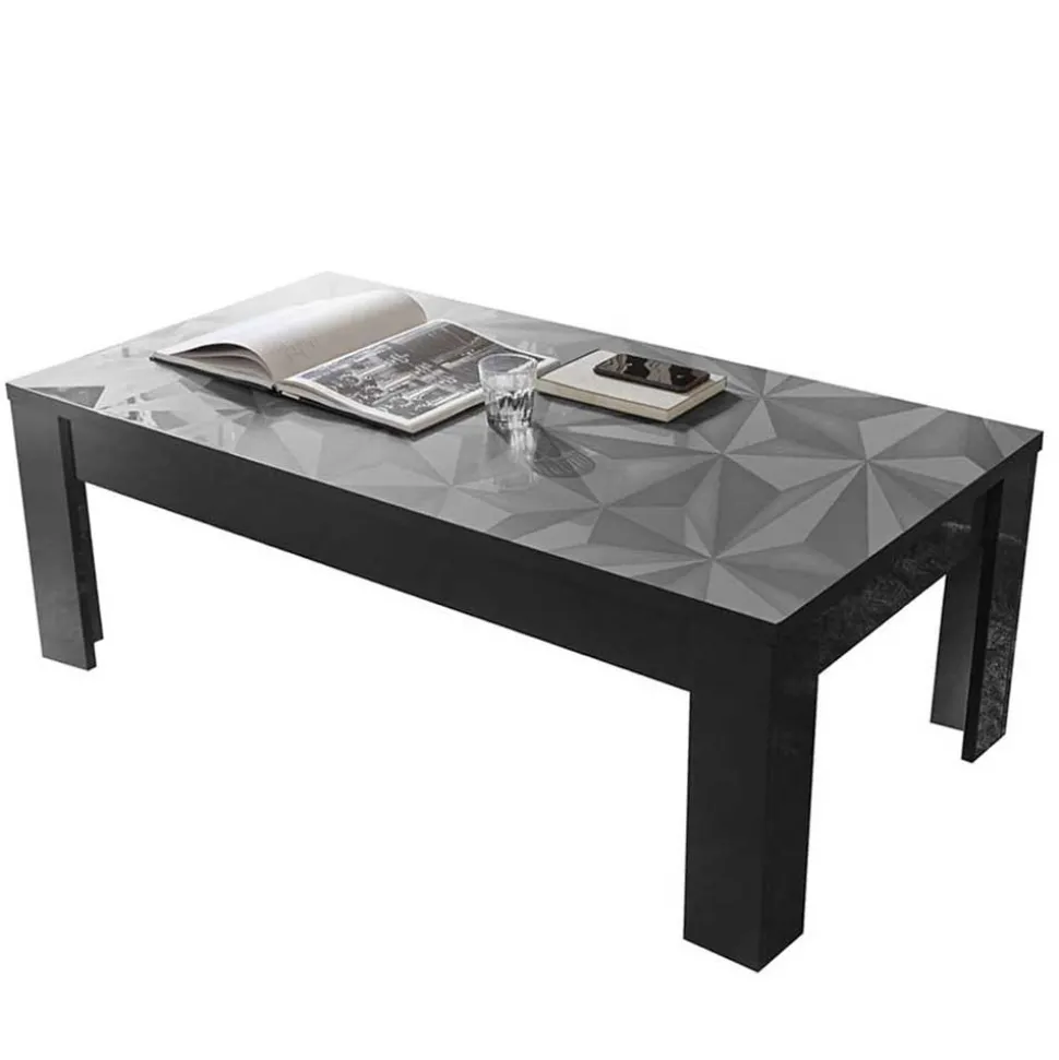 122x45x65 Hochglanz Wohnzimmertisch in Anthrazit - Kuriasna