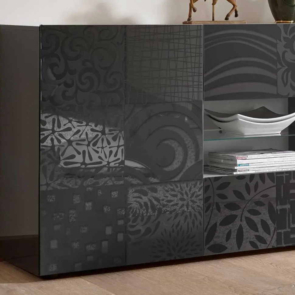 241x84x42 Hochglänzendes Sideboard in Grau - Ipatal