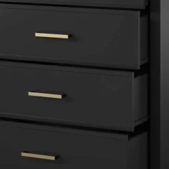 76x106x51 Hochkommode in Schwarz und Gold - Lorenca