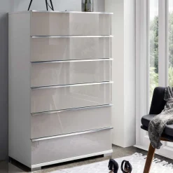 75x120x42 Hochkommode mit Glas Front - Nucina