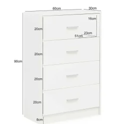 60x90x30 Hochkommode mit vier Schubladen - Hank