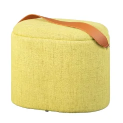 42x36x30 Hocker mit Griff in Gelbgrün Stoff - Domiano