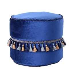 45x38x45 Hocker Pouf aus Samt in Blau - Quinn