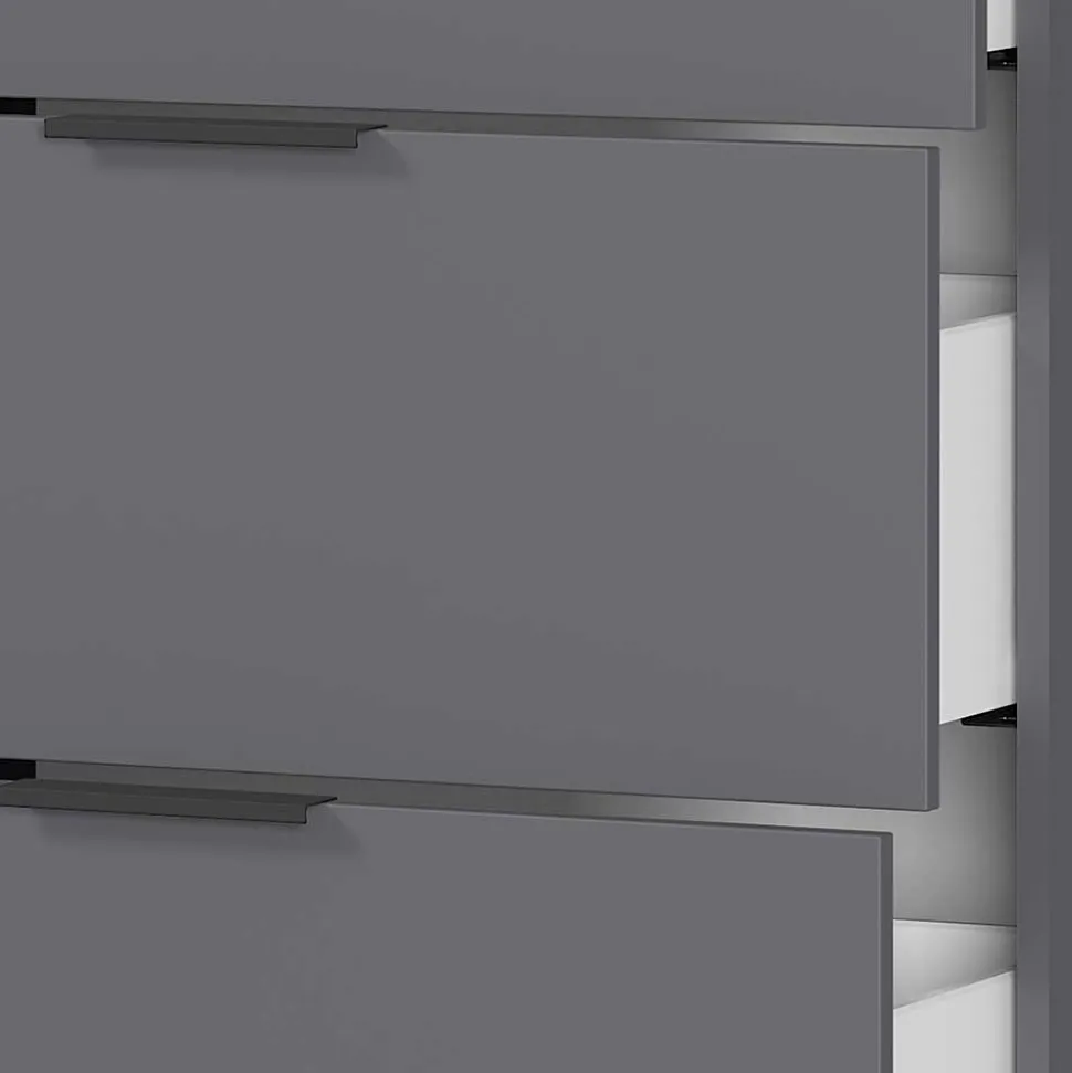 151x98x40 Hohe Kombi-Kommode in Dunkelgrau - Lurys