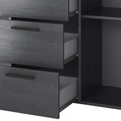 132x93x38 Hohe Kombi-Kommode in Eiche Grau - Carika