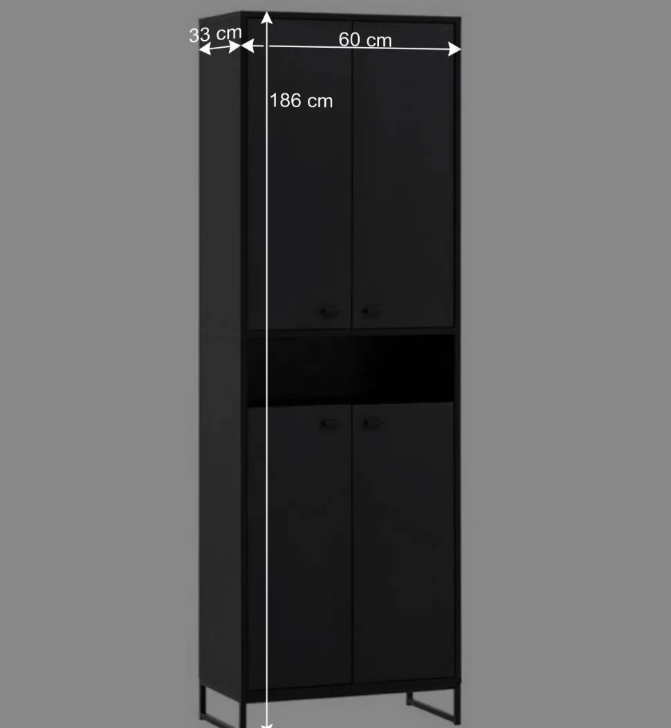 60x186x33 Hoher Schuhschrank mit 4 Türen & Fach - Anderian