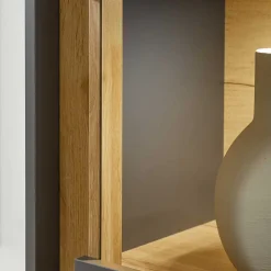 50x197x40 Hoher Wohnzimmerschrank mit Glaseinsatz - Ahilav