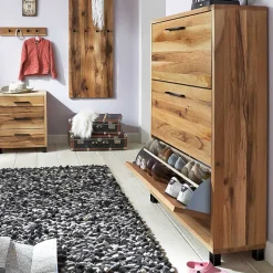 83x124x28 Holz Schuhschrank aus Balkeneiche - Alsbetas