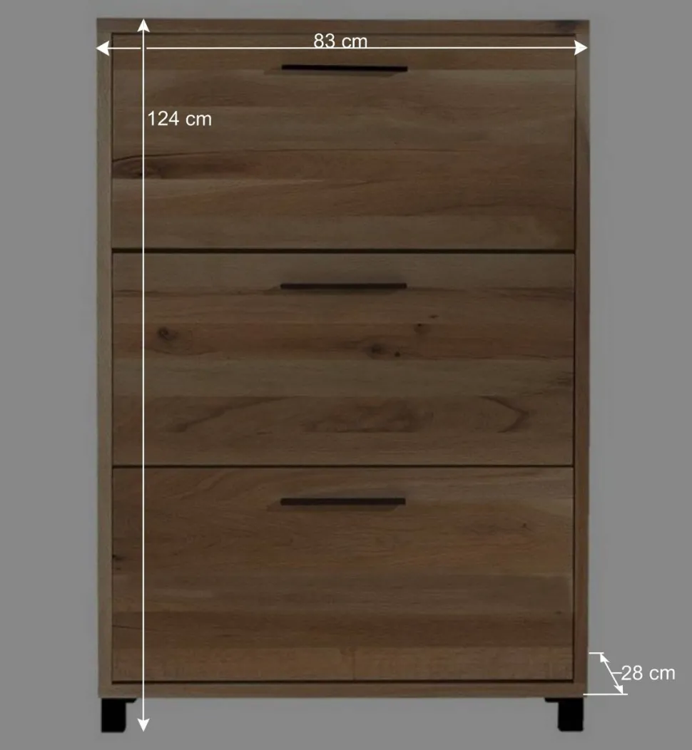 83x124x28 Holz Schuhschrank aus Balkeneiche - Alsbetas