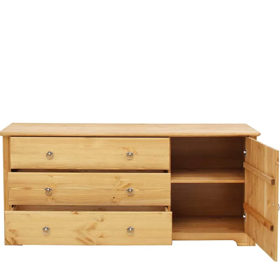 152x68x38 Holzkommode mit 3 breiten Schubladen - Imressa