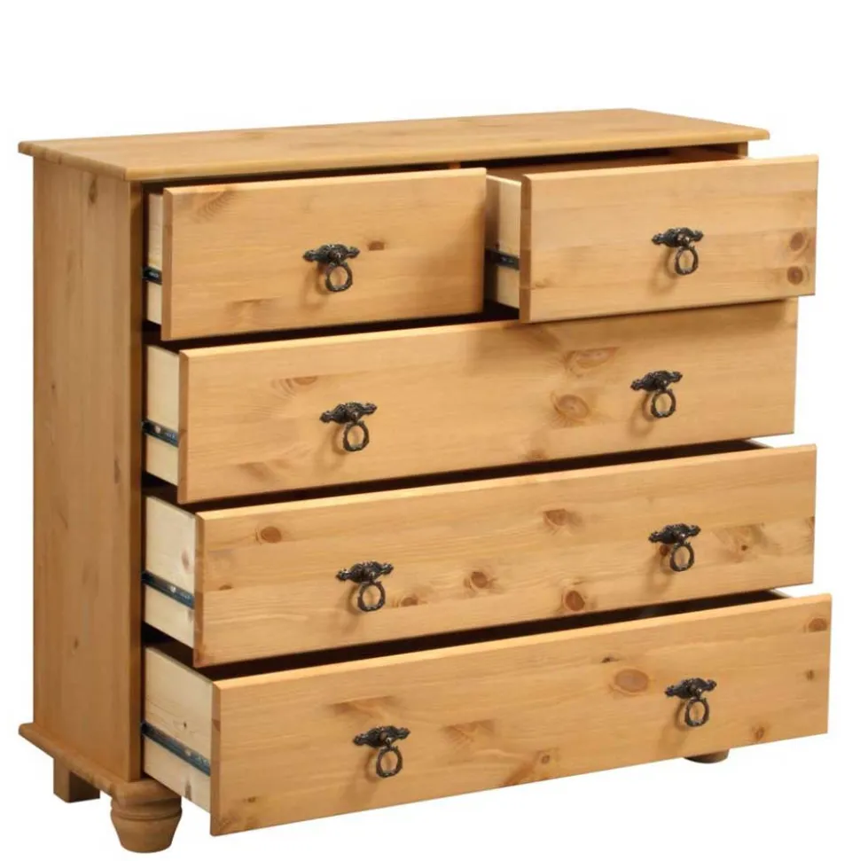 82x78x30 Holzkommode mit fünf Schubladen - Lugsca