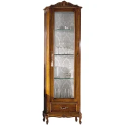 58x184x35 Italienische Vitrine in Nussbaum - Carlenna