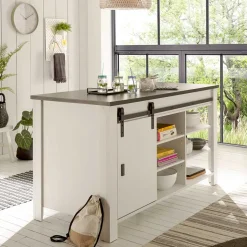 161x93x77 Kücheninsel in Weiß & Anthrazit - Eture