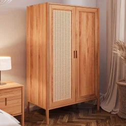 108x175x60 Kleiderschrank mit Wiener Geflecht Tür - Indrya