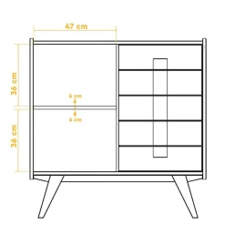 100x105x50 Kombi Kommode im modernen Retro Look - Hardus