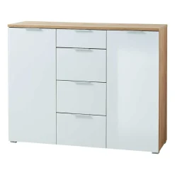 135x105x40 Kombikommode in Weiß & Eiche - Reestyl