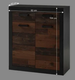 92x104x40 Kommode in Holzoptik Antik & Grau - Timuras I