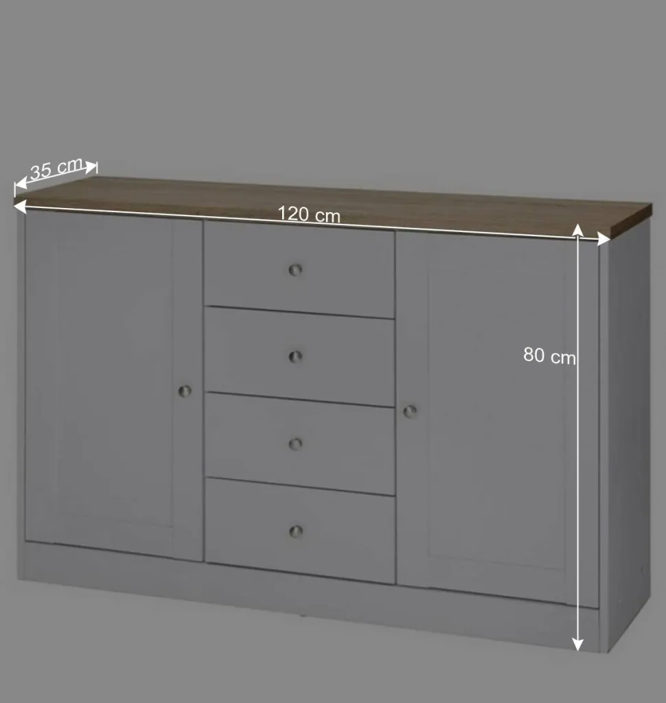 120x80x35 Kommode in Weiß mit Sonoma Eiche - Nudion I