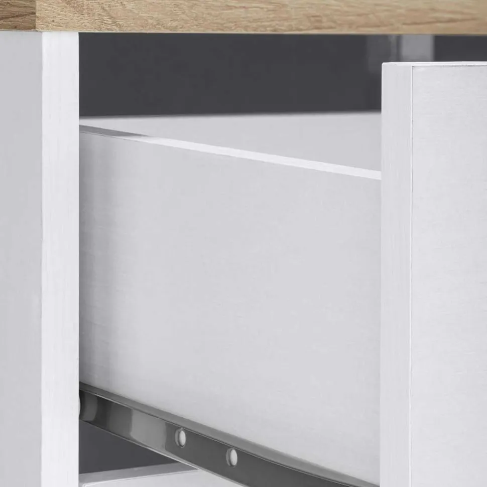 120x80x35 Kommode in Weiß mit Sonoma Eiche - Nudion I