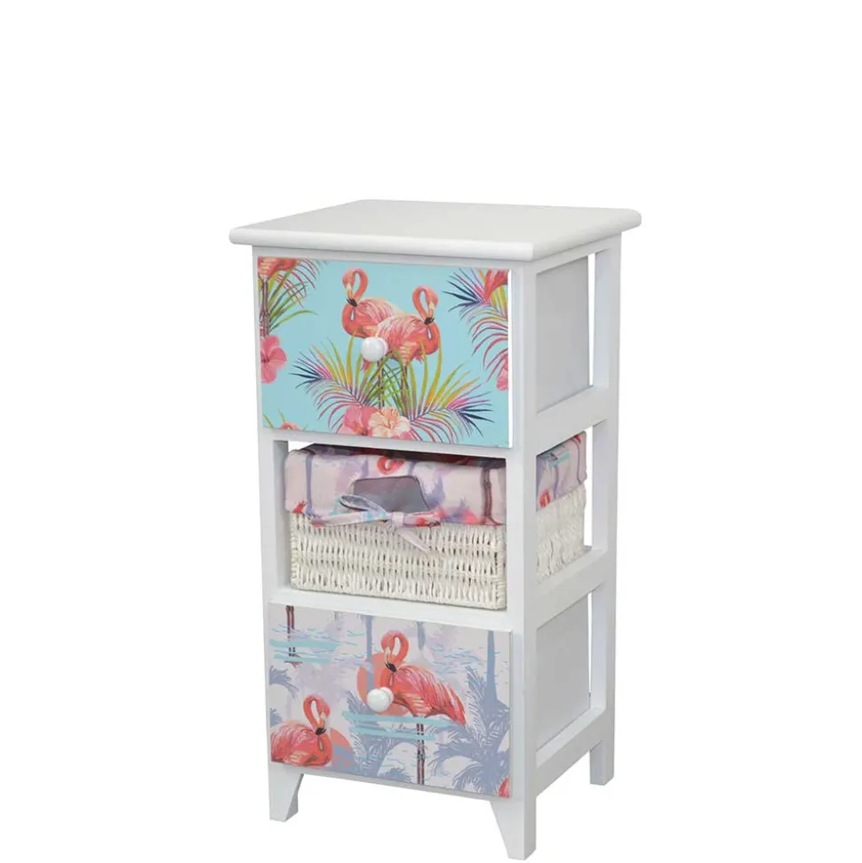30x58x30 Kommode mit Flamingo Stoff - Gracelino