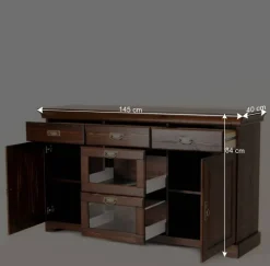145x84x40 Kommode mit Glas im Kolonialstil - Jurcavs
