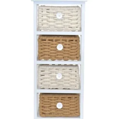 30x73x25 Kommode mit vier Körben in Weiß - Udolph