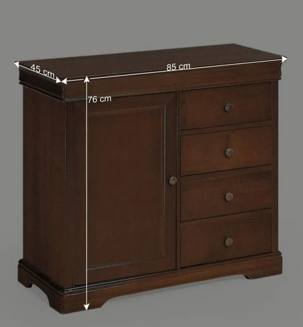 85x76x45 Kommode mit vier Schubladen & Tür - Lemerzi
