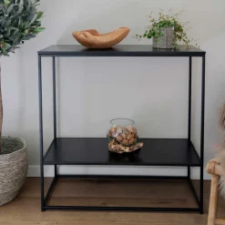 80x80x36 Konsoltisch aus Stahl in Schwarz - Esbessa