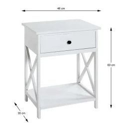 46x60x35 Landhaus Beistelltisch mit Schublade - Liv