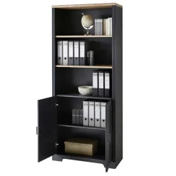 86x204x38 Landhaus Büroregal in Grau & Eiche - Joe