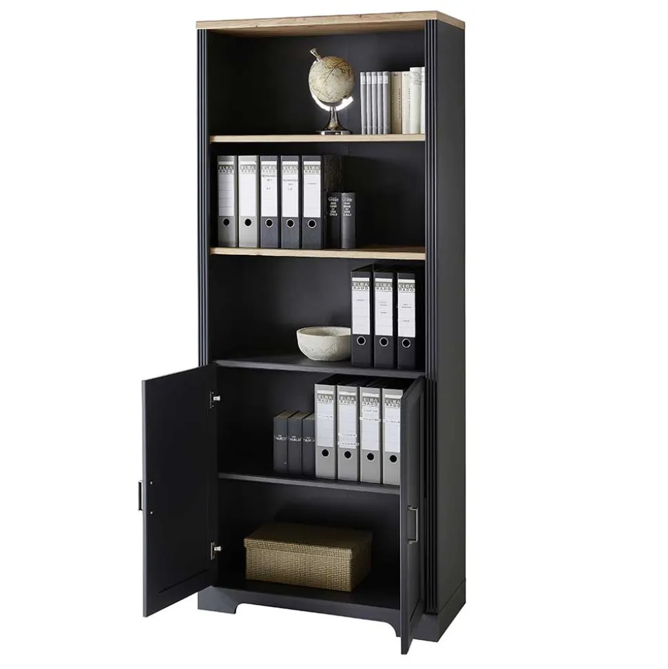 86x204x38 Landhaus Büroregal in Grau & Eiche - Joe