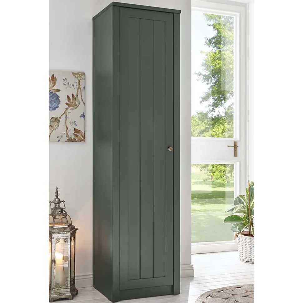 50x197x43 Landhaus Dielenschrank in Dunkelgrün - Niestov