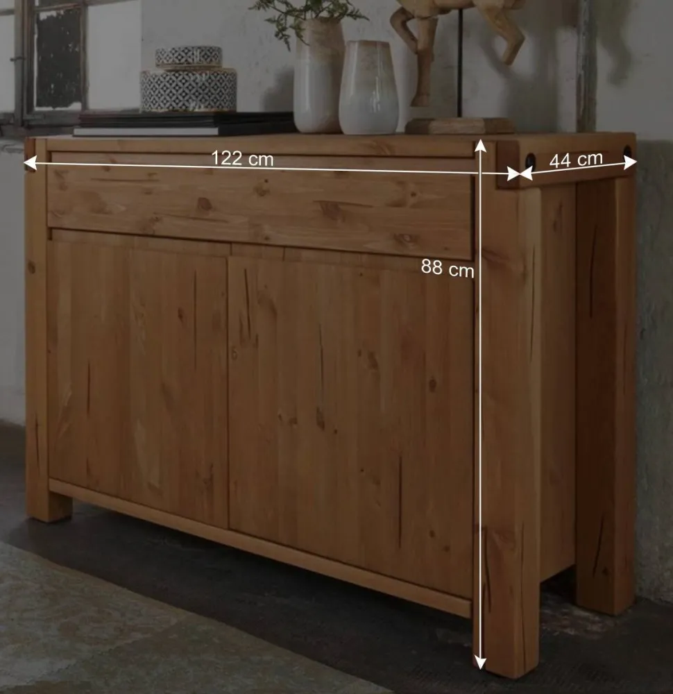 122x88x44 Landhaus Holzkommode aus Kiefer - Delamaro
