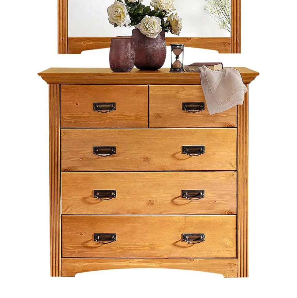 94x89x39 Landhaus Kommode in Kiefer Natur - Vocoja
