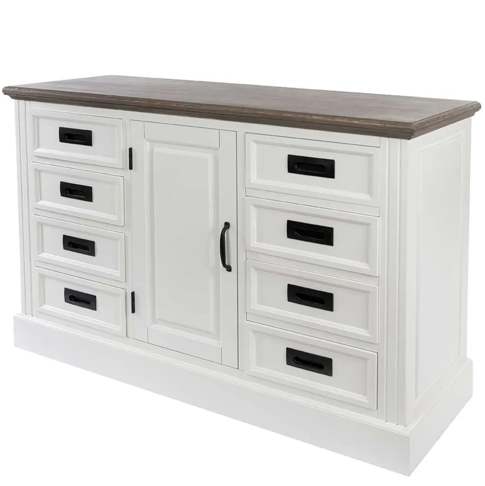 114x77x41 Landhaus Kommode mit acht Schubladen - Bleaks