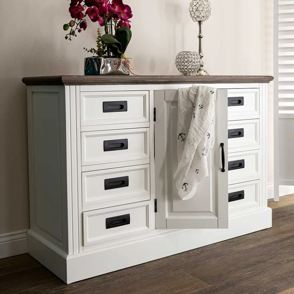 114x77x41 Landhaus Kommode mit acht Schubladen - Bleaks