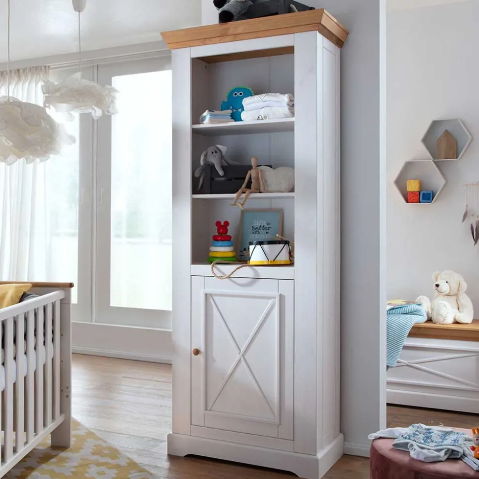 79x200x42 Landhaus Regal mit Tür & 3 Fächern - Envicron