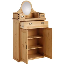 90x175x37 Landhaus Schrank mit Spiegel in Oval - Inhusa