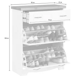 85x109x37 Landhaus Schuhkommode aus Kiefer - Ostanzia