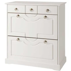 81x93x37 Landhaus Schuhschrank in Weiß gewachst - Vesrav