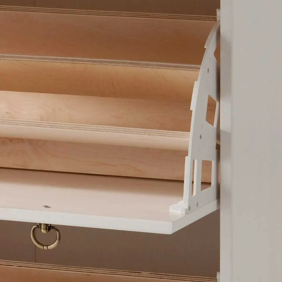 81x93x37 Landhaus Schuhschrank in Weiß gewachst - Vesrav