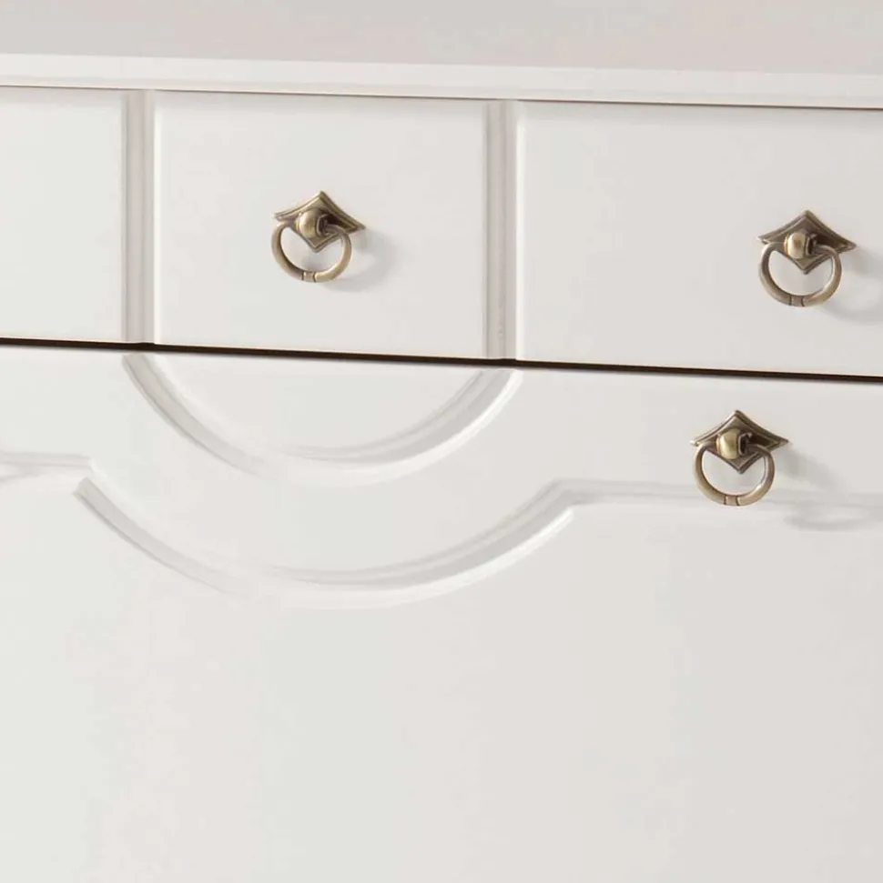 81x93x37 Landhaus Schuhschrank in Weiß gewachst - Vesrav